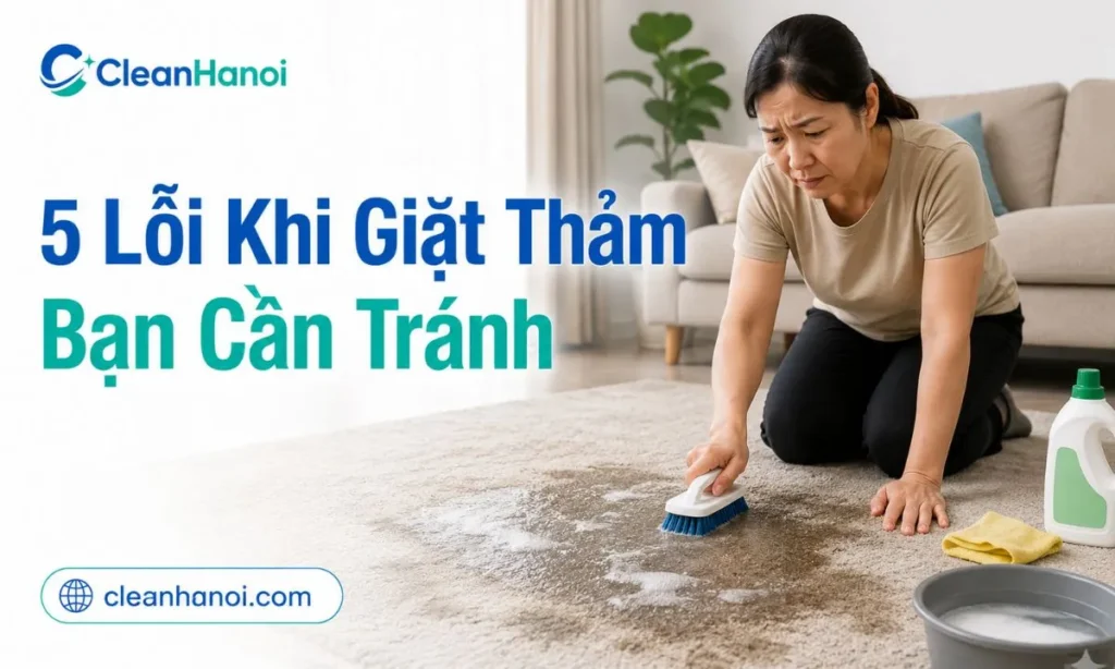 Ảnh đại diện bài viết chia sẻ 5 lỗi khi giặt thảm phổ biến cần tuyệt đối tránh tại nhà và văn phòng