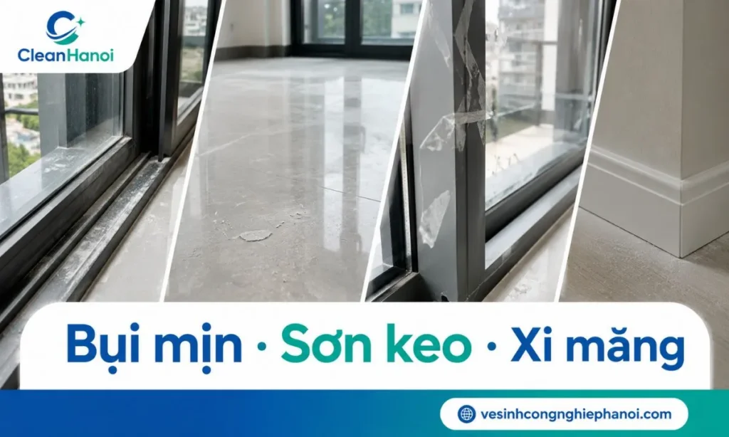 Bụi mịn, vết sơn, keo và xi măng trong nhà mới xây