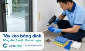 Hướng dẫn cách tẩy keo băng dính, băng dính 2 mặt, băng keo giấy và băng keo xốp trên kính, nhựa, kim loại, nền gạch, tường sơn và gỗ bằng cách làm mềm keo, gỡ bằng dụng cụ nhựa và lau sạch từng vùng nhỏ.