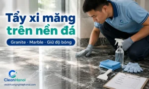 Hướng dẫn cách tẩy xi măng, vữa, nước xi măng và vệt trắng trên nền đá hoa cương, granite, marble sau xây dựng bằng cách xử lý nhẹ, thử trước ở góc nhỏ và tránh hóa chất axit mạnh.