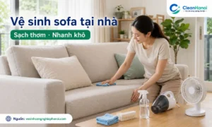 Hướng dẫn cách vệ sinh ghế sofa tại nhà theo từng chất liệu như sofa vải, nỉ, da, nhung; hút bụi, xử lý vết bẩn, dùng dung dịch phù hợp và làm khô đúng cách.