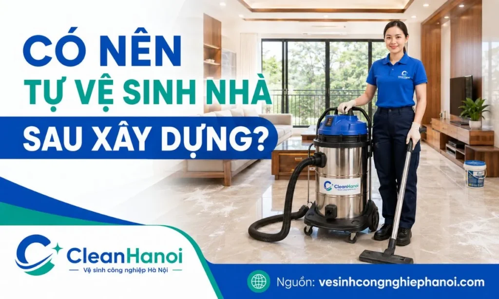 Hình ảnh đặt câu hỏi có nên tự dọn dẹp vệ sinh nhà mới xây xong hay thuê dịch vụ chuyên nghiệp