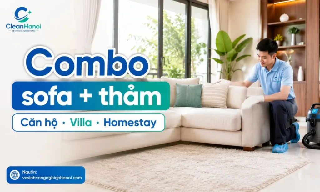 CleanHanoi hỗ trợ combo giặt sofa, giặt thảm, giặt đệm cho căn hộ, villa, homestay và nhà phố tại Tây Hồ.
