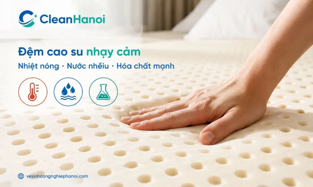 Đệm cao su có lỗ thoáng khí dễ giữ ẩm nếu vệ sinh sai cách