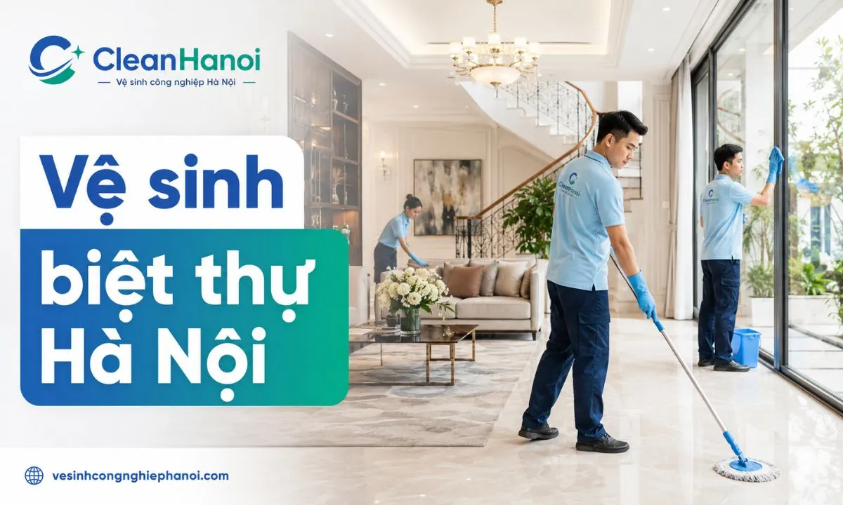 Nhân viên CleanHanoi vệ sinh sàn phòng khách nhà ở