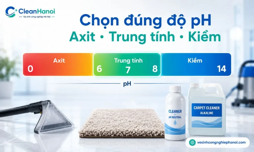 Độ pH hóa chất giặt thảm gồm axit, trung tính và kiềm