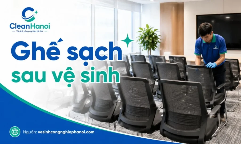 Ghế văn phòng sạch sau khi giặt và bàn giao
