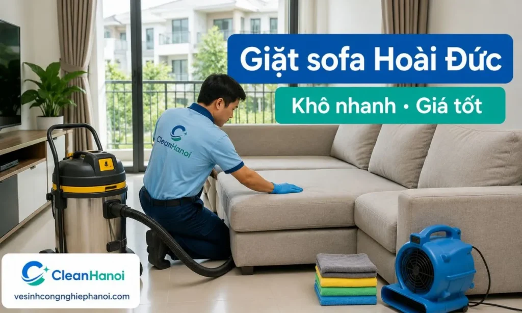 CleanHanoi nhận giặt ghế sofa Hoài Đức tận nơi cho nhà riêng, khu đô thị, tòa nhà, cửa hàng, ghế tiếp khách, sofa chữ L, sofa giường, sofa vải, nỉ, da và sofa lâu ngày chưa vệ sinh.