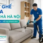 Nhân viên CleanHanoi giặt ghế sofa tại nhà ở Hà Nội