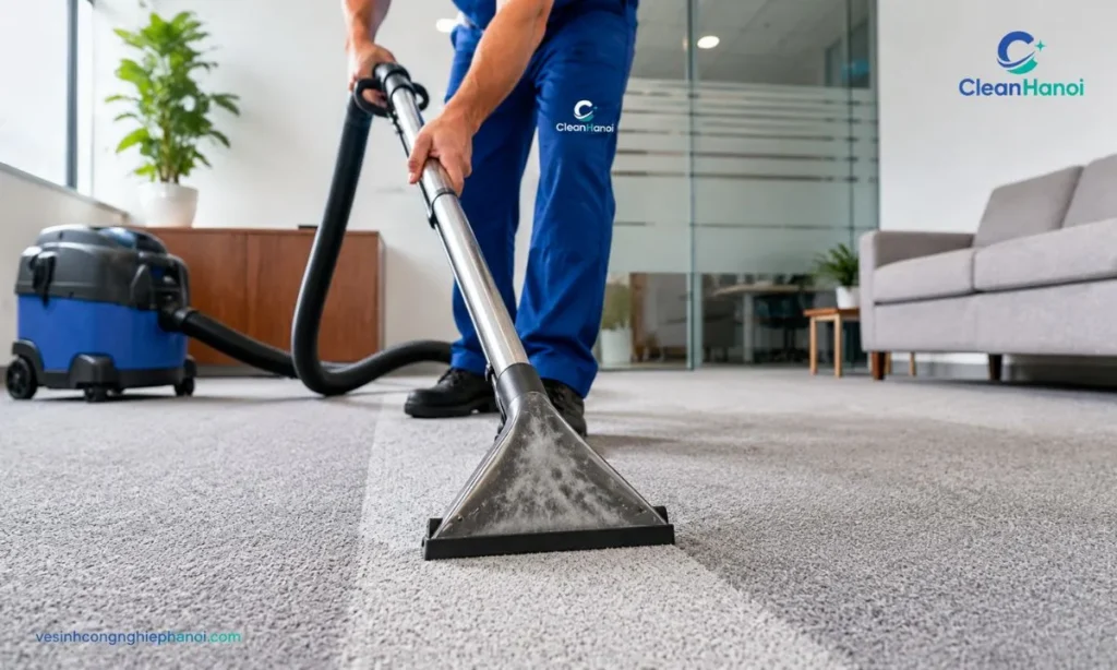 Máy phun hút đưa dung dịch và nước bẩn ra khỏi bề mặt thảm