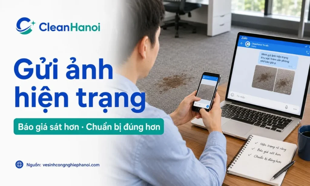 Gửi ảnh hoặc video hiện trạng thảm trước khi nhận báo giá giặt thảm