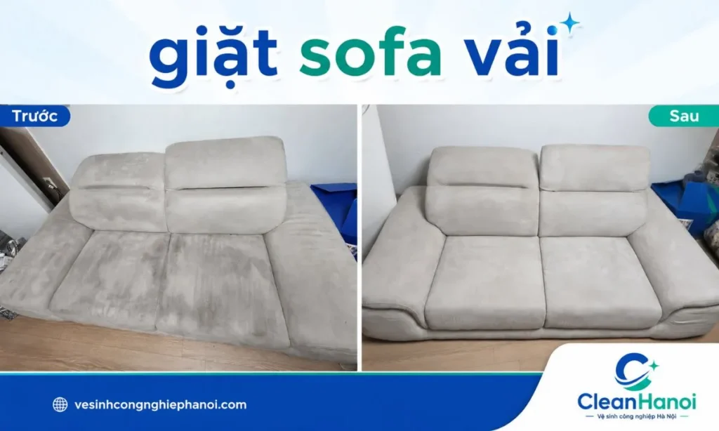 Hình ảnh thi công giặt sofa vải tại nhà