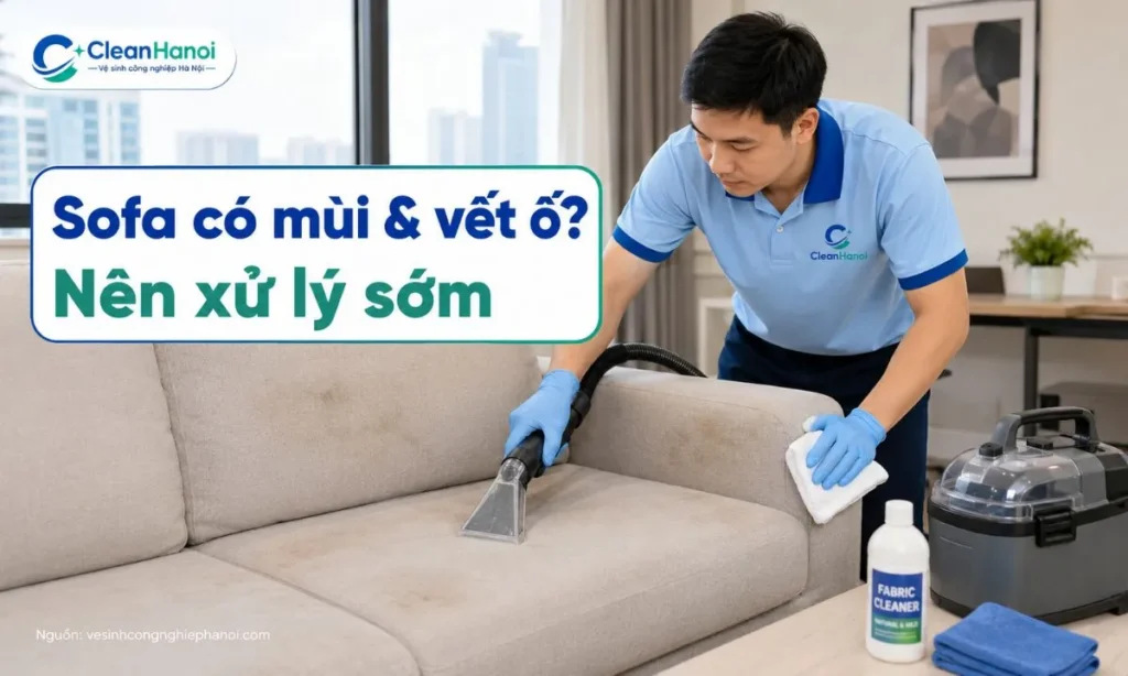 Sofa nên được vệ sinh khi có mùi hôi, mùi ẩm, bám bụi, ngả màu, vết ố, dính đồ ăn, cà phê, nước tiểu trẻ nhỏ hoặc mùi thú cưng.