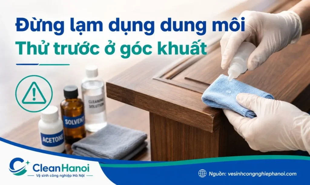 Không nên lạm dụng xăng thơm, acetone, nước nóng hoặc mẹo dân gian trên bề mặt gỗ
