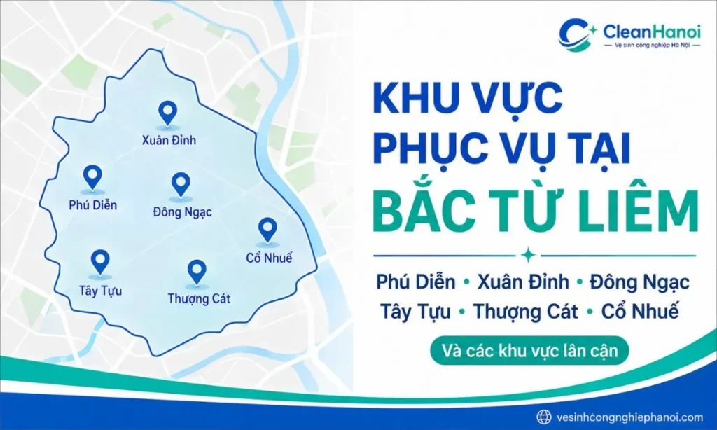 khu vực CleanHanoi nhận vệ sinh tại Bắc Từ Liêm