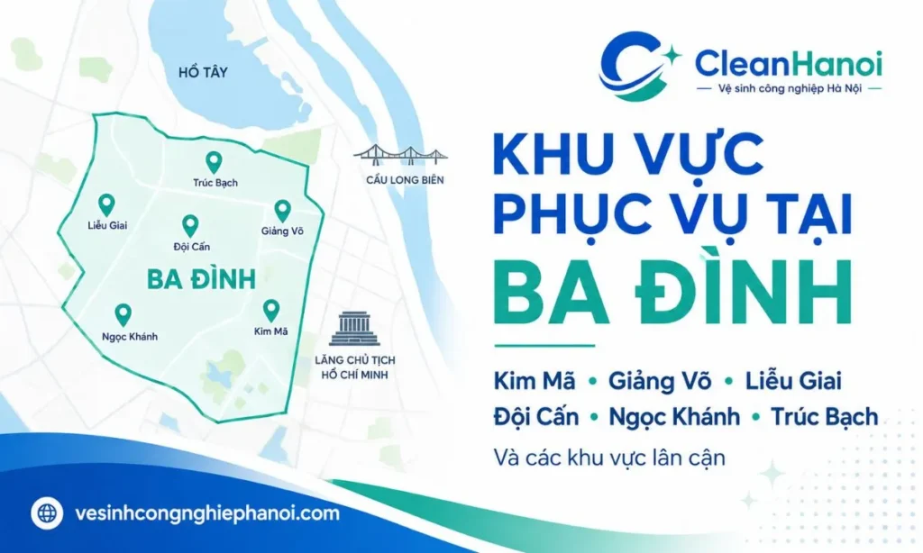 Bản đồ khu vực CleanHanoi nhận vệ sinh tại Ba Đình