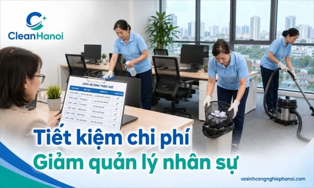 Lợi ích khi thuê tạp vụ văn phòng giúp tiết kiệm chi phí và giảm quản lý nhân sự