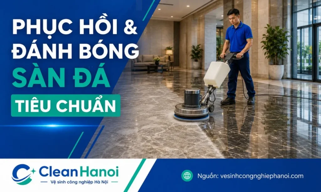 Vận hành máy đánh bóng sàn đá Marble tốc độ cao phối hợp đĩa mài kim cương để phục hồi độ sáng gương