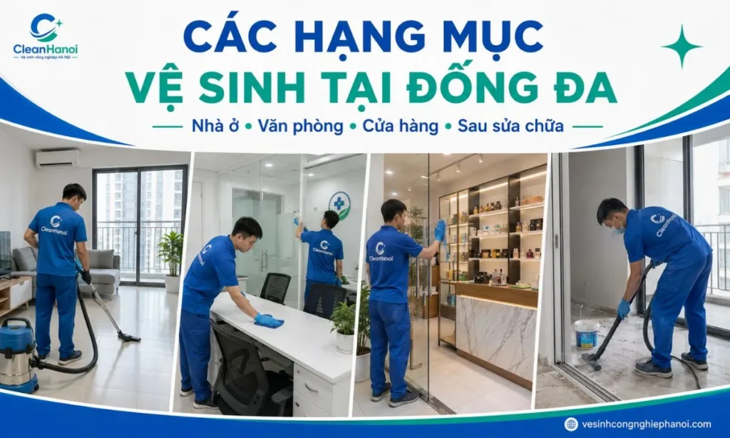 Quy trình vệ sinh công nghiệp Đống Đa gồm 5 bước