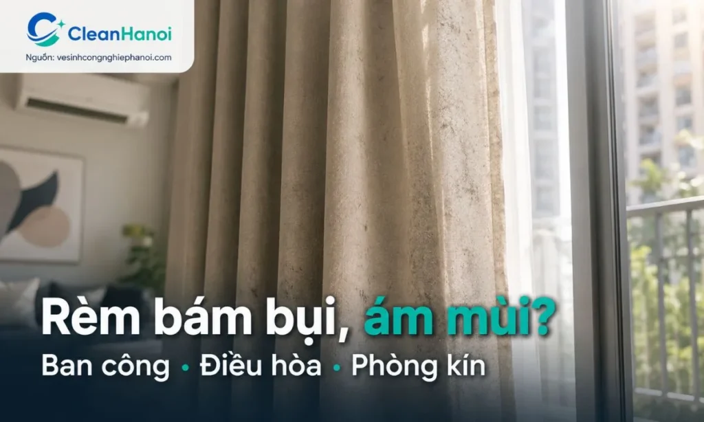Rèm chung cư, nhà phố hoặc văn phòng tại Bắc Từ Liêm dễ bám bụi ban công, bụi điều hòa, mùi phòng kín, hơi ẩm và cần vệ sinh định kỳ để giữ không gian sạch thoáng.