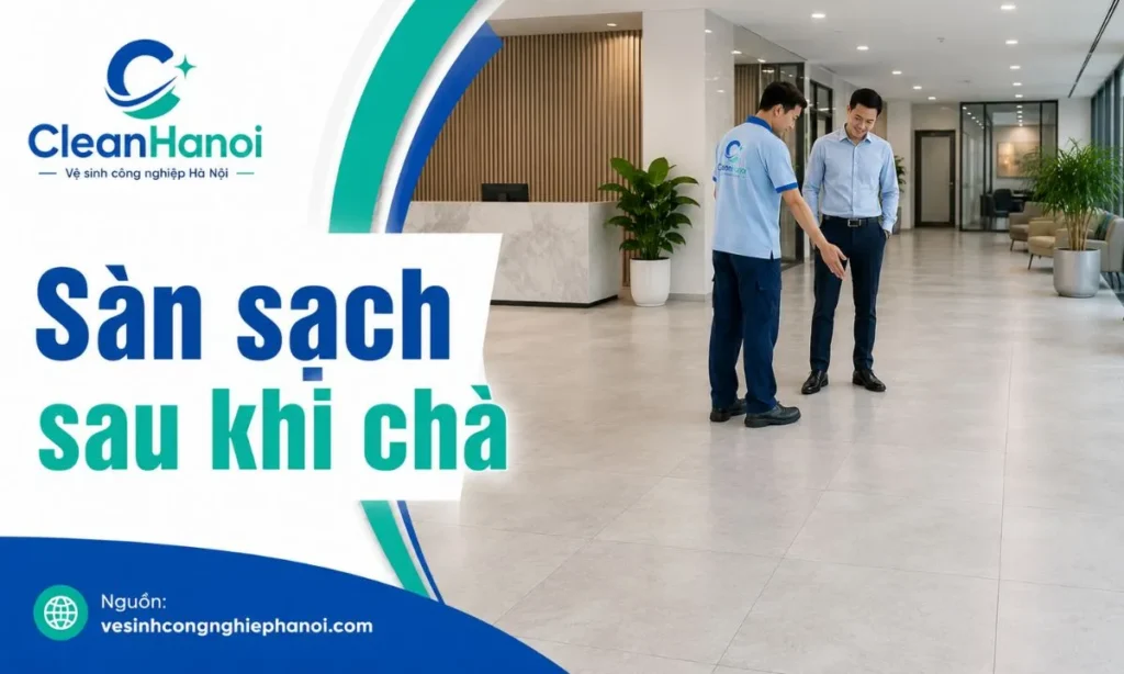 Sàn sạch sau khi chà