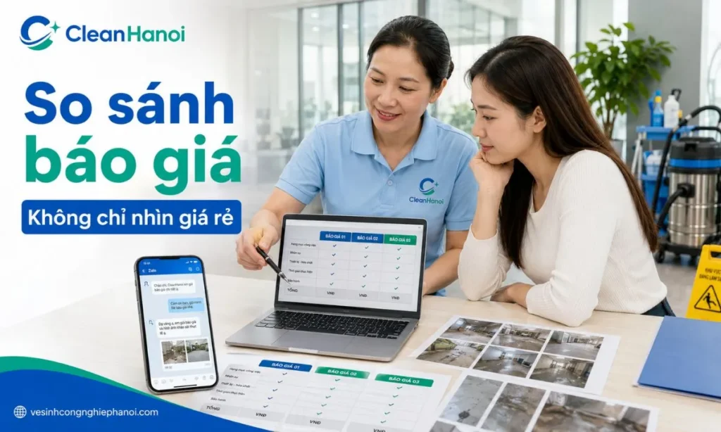 So sánh báo giá vệ sinh công nghiệp của nhiều đơn vị trước khi thuê