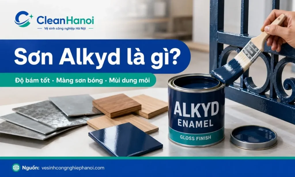 Hình ảnh minh họa sơn Alkyd, dòng sơn thường dùng cho kim loại, cửa sắt, lan can, đồ gỗ và các bề mặt cần lớp phủ có độ bám, độ bóng tương đối tốt.