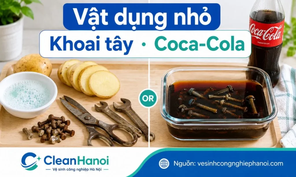 Dùng khoai tây và Coca-Cola để hỗ trợ tẩy rỉ nhẹ trên dao kéo, ốc vít và dụng cụ nhỏ