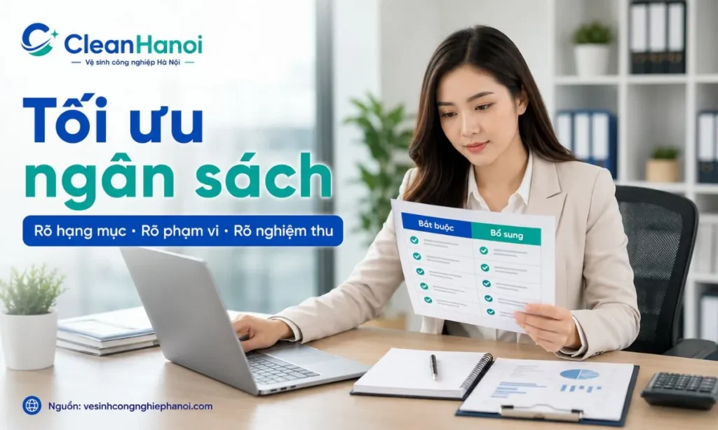 Tối ưu ngân sách vệ sinh văn phòng bằng cách tách hạng mục bắt buộc và hạng mục bổ sung