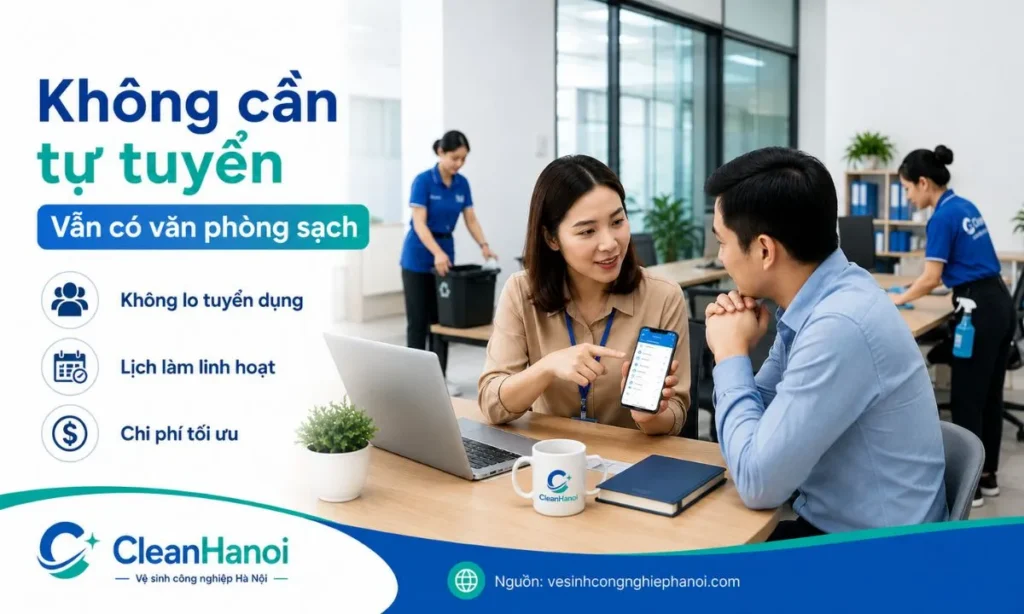 Văn phòng thuê tạp vụ bên ngoài thay vì tự tuyển nhân viên vệ sinh cố định