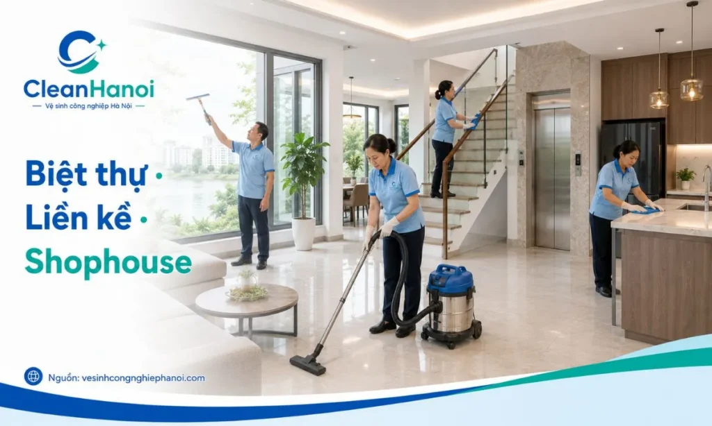 Vệ sinh biệt thự liền kề, nhà phố và shophouse tại Long Biên