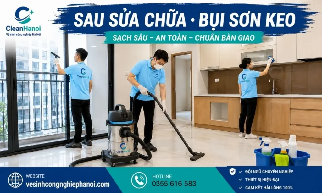 Vệ sinh căn hộ sau sửa chữa