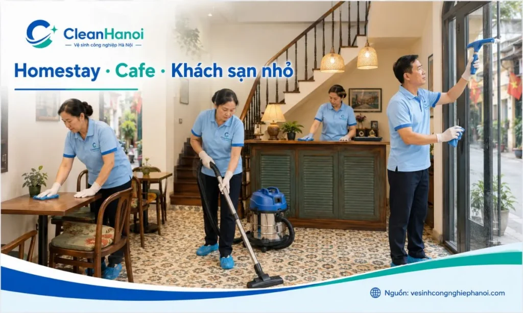 Vệ sinh homestay, nhà hàng, cafe tại Hoàn Kiếm