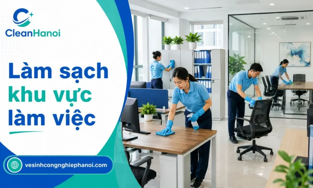 vệ sinh khu vực làm việc trong văn phòng