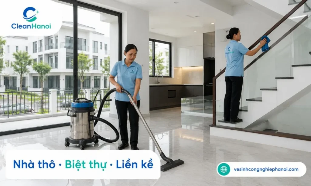 Vệ sinh nhà thô, biệt thự liền kề tại Hoài Đức