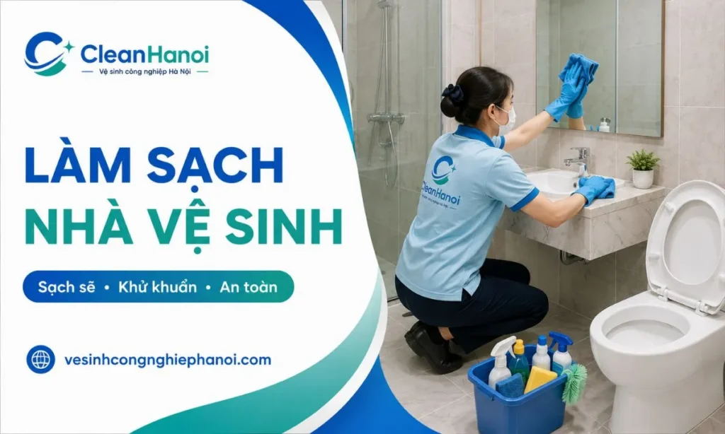 Ảnh thể hiện hạng mục vệ sinh nhà vệ sinh và phòng tắm trong dịch vụ vệ sinh nhà cửa.