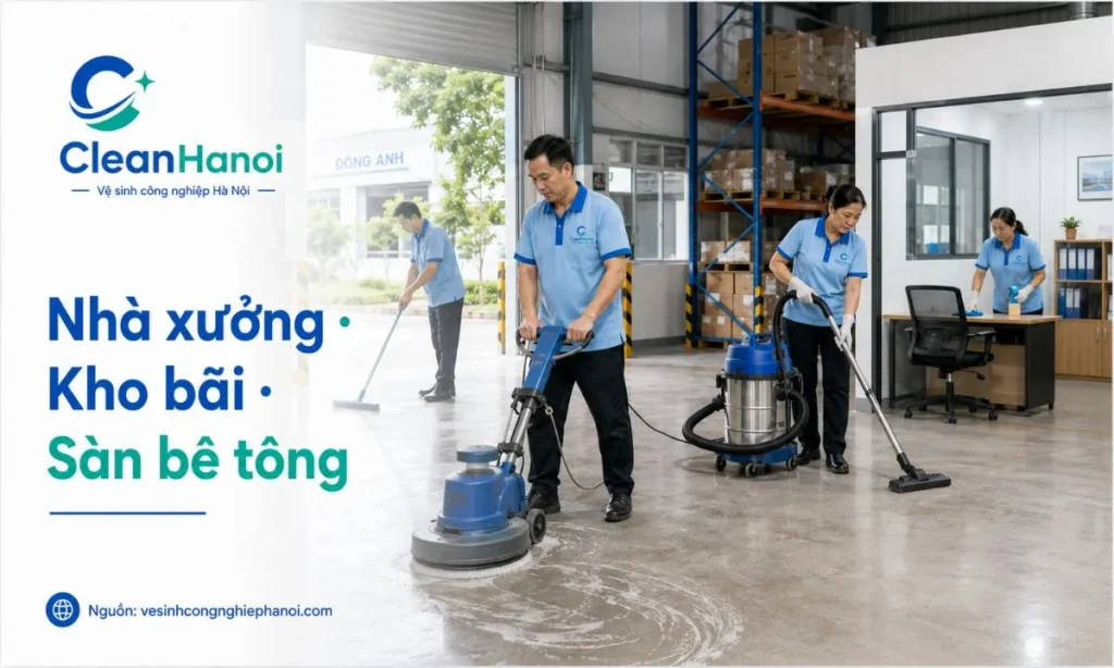 Vệ sinh nhà xưởng, kho bãi khu công nghiệp Đông Anh