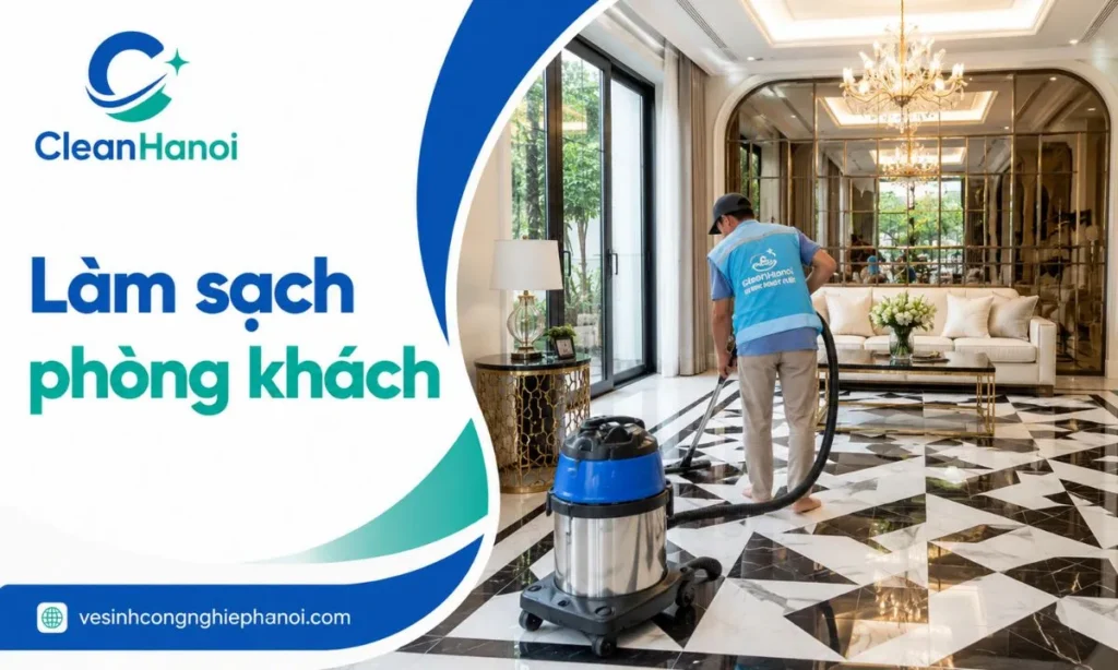 Vệ sinh phòng khách nhà ở thực tế CleanHanoi