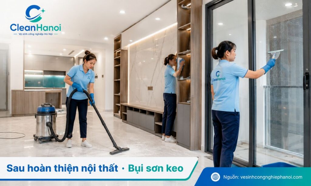 Vệ sinh sau hoàn thiện nội thất Nam Từ Liêm