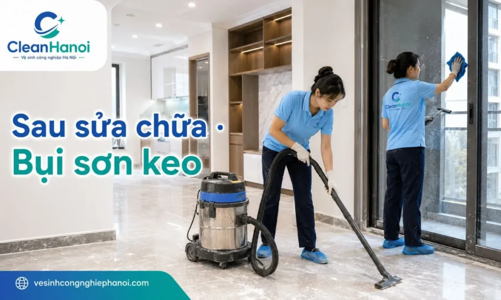 Vệ sinh sau sửa chữa nội thất tại Ba Đình
