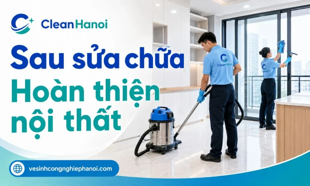 Vệ sinh sau sửa chữa nội thất tại Thanh Xuân