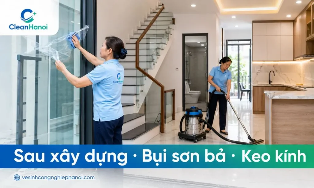 Vệ sinh sau xây dựng, hoàn thiện nội thất tại Hoài Đức