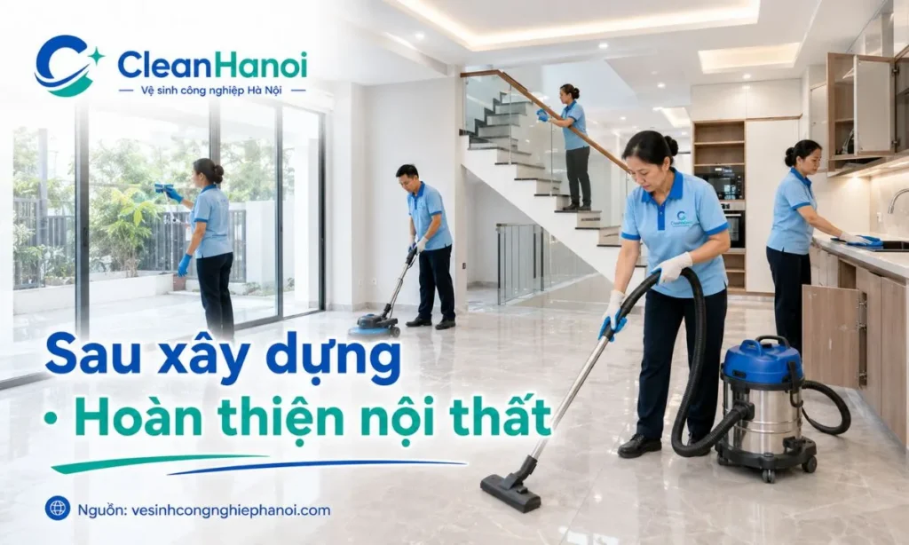Vệ sinh sau xây dựng, hoàn thiện nội thất tại Long Biên