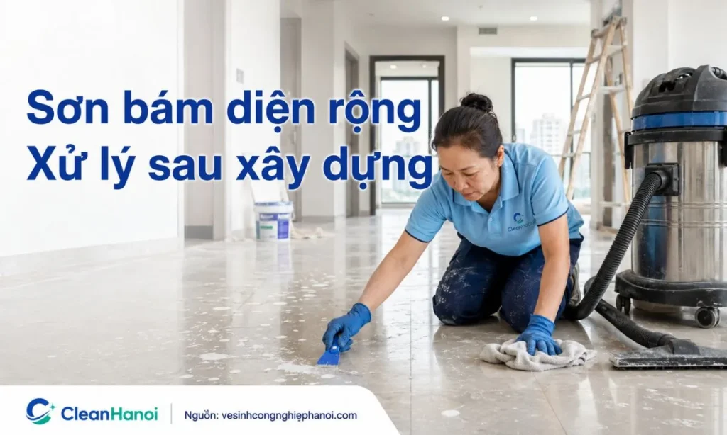 Vệ sinh sau xây dựng xử lý vết sơn, xi măng, keo và bụi mịn trên nền gạch