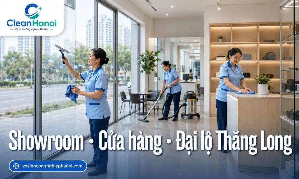 Vệ sinh showroom, cửa hàng và văn phòng nhỏ tại Hoài Đức