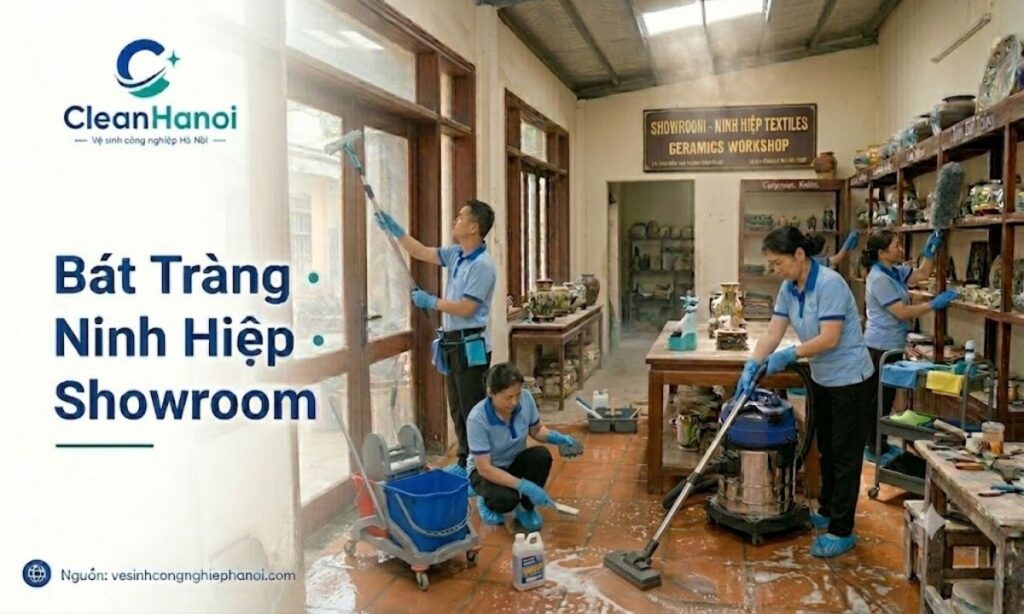 Vệ sinh showroom làng nghề Bát Tràng, Ninh Hiệp