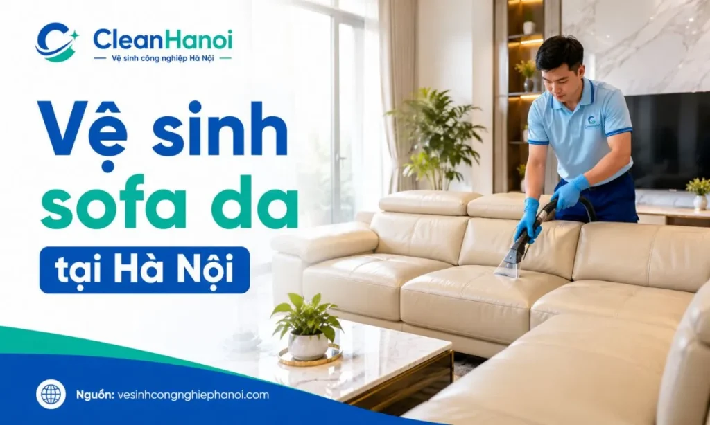 Dịch vụ vệ sinh sofa da tại Hà Nội giúp làm sạch bề mặt ghế, xử lý bụi bẩn, mùi hôi và các vết bám trên chất liệu da.