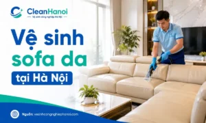 Dịch vụ vệ sinh sofa da tại Hà Nội giúp làm sạch bề mặt ghế, xử lý bụi bẩn, mùi hôi và các vết bám trên chất liệu da.