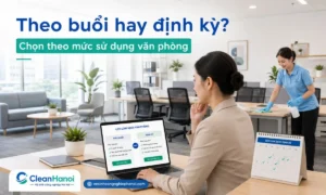 Vệ sinh văn phòng nhỏ nên chọn theo buổi hay định kỳ tùy diện tích, số lượng nhân sự, tần suất khách đến, mức độ sử dụng pantry, WC, phòng họp và yêu cầu duy trì hình ảnh công ty.