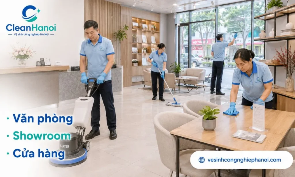 Vệ sinh văn phòng, showroom và cửa hàng tại Bắc Từ Liêm